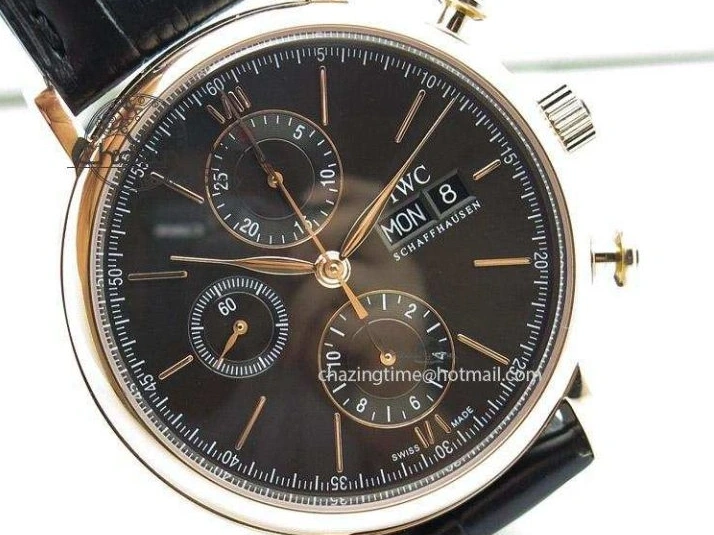 MIROTIME 0424 Portofino Chrono RG Black Dial on Black Leather Strap A HighPerformance 7389